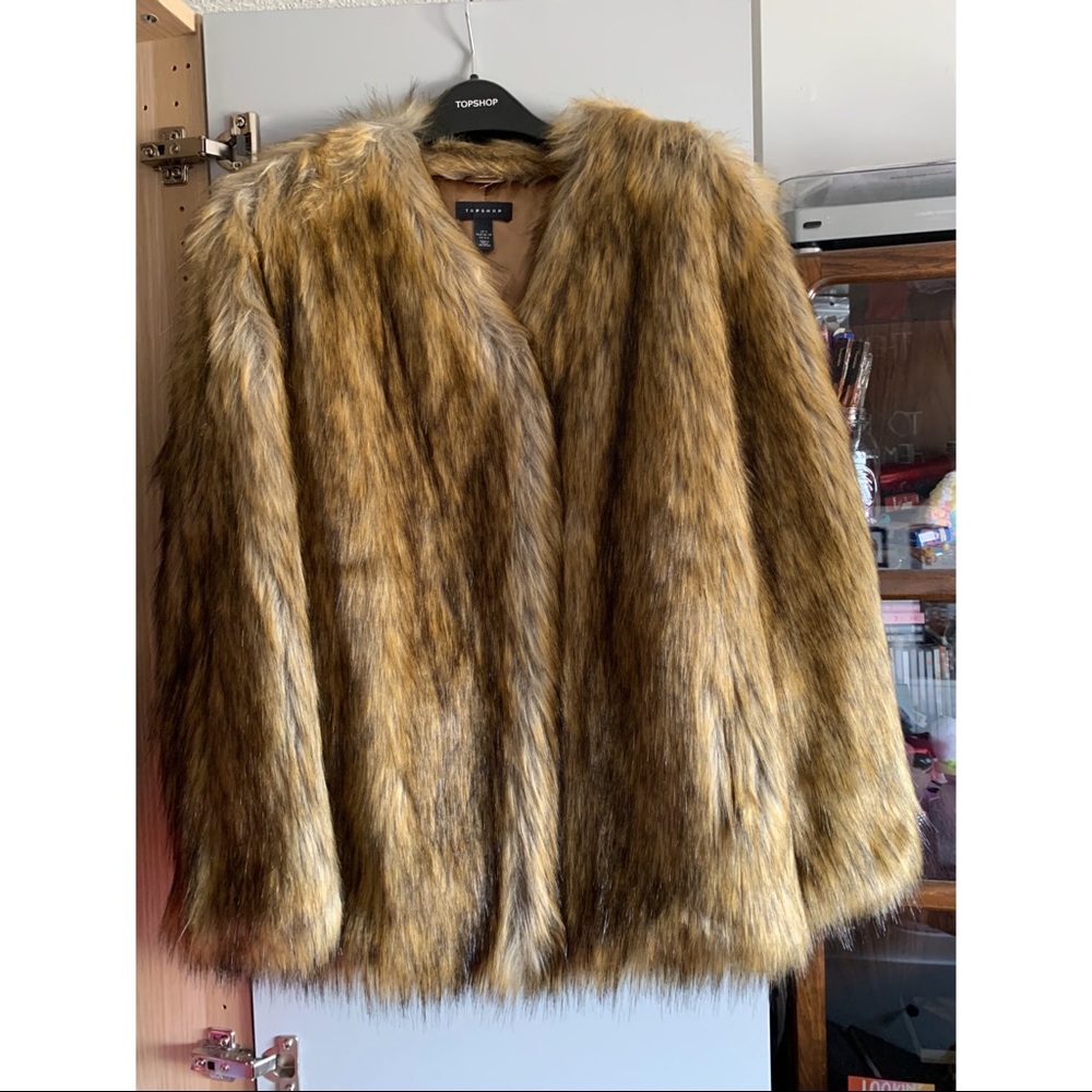 TOPSHOP faux fur coat